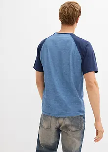 Henley T-skjorte med korte ermer, i vasket stil av 100% økologisk bomull, bonprix