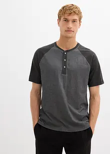 Henley T-skjorte med korte ermer, i vasket stil av 100% økologisk bomull, bonprix