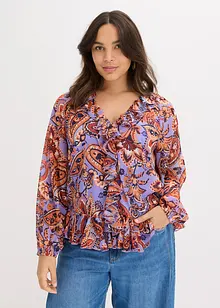 Chiffonbluse med volanger, bonprix