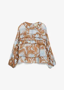 Chiffonbluse med rysjer, bonprix