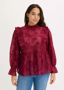 Bluse med borderi, bonprix