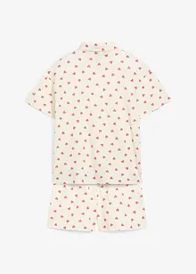Kort pyjamas av 100% økologisk bomull med knappestolpe (sett i 2 deler), bonprix