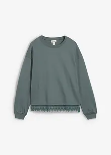 Sweatshirt med blondebesetning, bonprix