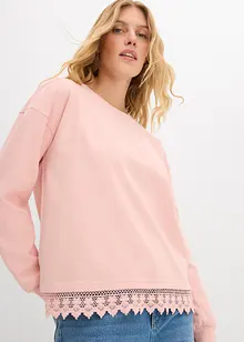 Sweatshirt med blondebesetning, bonprix