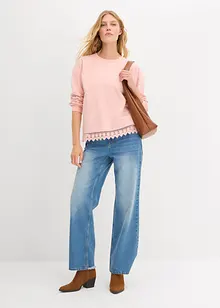 Sweatshirt med blondebesetning, bonprix