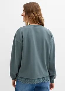 Sweatshirt med blondebesetning, bonprix