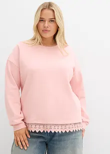 Sweatshirt med blondebesetning, bonprix