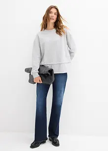 Sweatshirt med blusekant i falden, bonprix