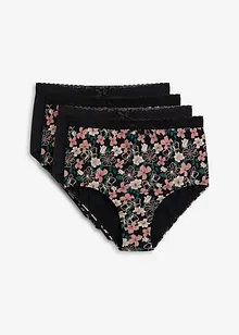 Høy truse med økologisk bomull (4-pack), bonprix
