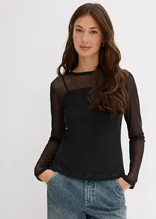 Langermet topp i mesh, bonprix