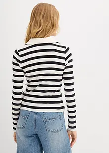 Langermet topp i ribbemateriale med krage, bonprix