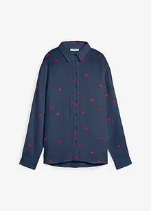 Musselin-bluse med hjertemønster, bonprix