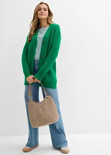 Grovstrikket cardigan i myk garnmiks med ull, bonprix