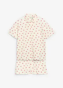 Kort pyjamas av 100% økologisk bomull med knappestolpe (sett i 2 deler), bonprix