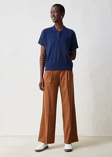 Genser i finstrikk med silke og krage, bonprix