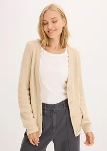 Cardigan i melert garn med gullfargede knapper, bonprix
