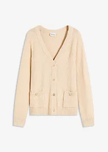 Cardigan i melert garn med gullfargede knapper, bonprix