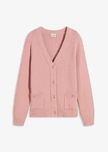 Cardigan i melert garn med gullfargede knapper, bonprix