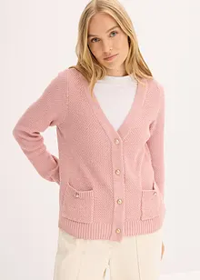 Cardigan i melert garn med gullfargede knapper, bonprix