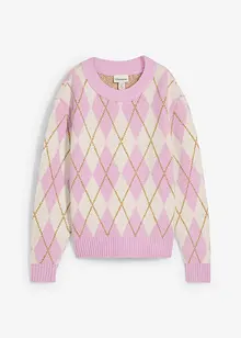 Finstrikket genser med rutemønster, bonprix