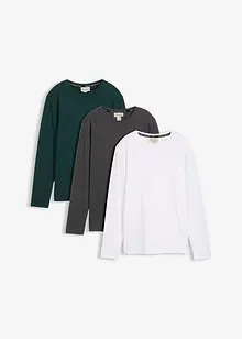 Langermet topp med økologisk bomull (3-pack), bonprix