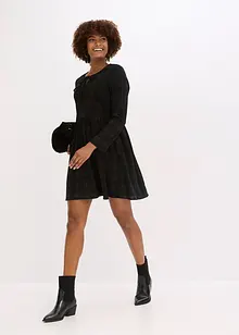 Kort kjole i kordfløyel med rutemønster, bonprix