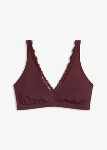 Bralette i ribbet materiale med økologisk bomull og blonder, bonprix