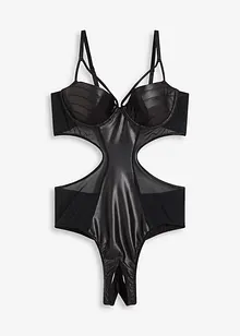 Stringbody ouvert i wetlook, bonprix