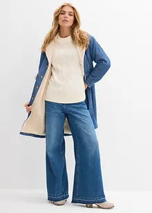 Denim-vinterkåpe, varmt fôret med teddy, bonprix