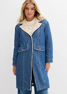 Denim-vinterkåpe, varmt fôret med teddy, bonprix