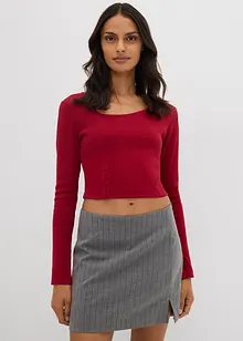 Kort, ribbet topp, bonprix