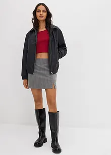 Kort, ribbet topp, bonprix