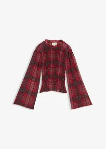 Topp i blusemateriale med vaflet innfelling, bonprix