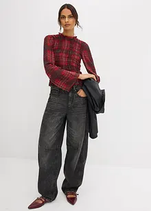 Topp i blusemateriale med vaflet innfelling, bonprix