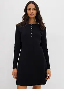 Ribbet kjole av elastisk bomullsmiks, bonprix