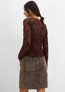 Langermet topp med flockprint, bonprix