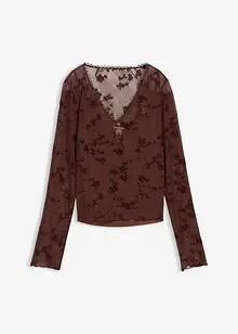 Langermet topp med flockprint, bonprix