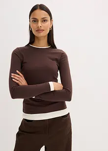 Langermet topp i bomullsmiks, bonprix