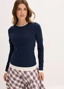 Langermet topp i bomullsmiks, bonprix