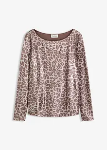 Leopard-topp med glanstrykk, bonprix