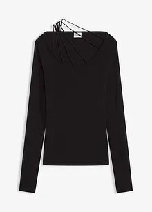 Finstrikket genser med dyp utringning, bonprix