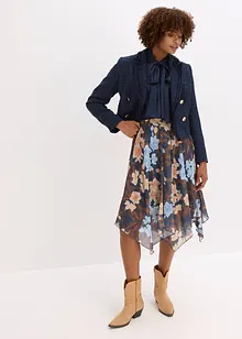 Midiskjørt i chiffon med asymmetrisk fald, bonprix