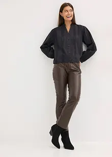 Bluse i bomull med blondedetaljer, bonprix