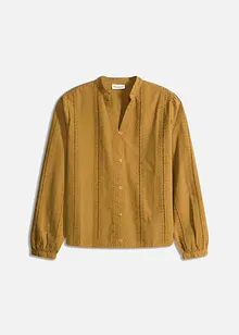 Bluse i bomull med blondedetaljer, bonprix