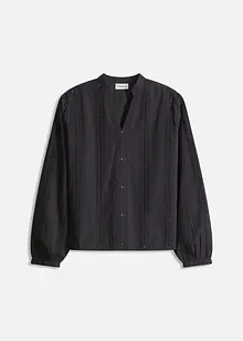 Bluse i bomull med blondedetaljer, bonprix