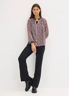 Chiffonbluse med mønster og broderi, bonprix