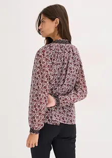 Chiffonbluse med mønster og broderi, bonprix