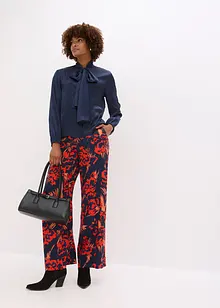 Bluse med sløyfe av lett sateng, bonprix