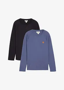 Langermet shirt i 100% økologisk bomull (2-pack), bonprix