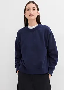 Sweatshirt med vid ribbekrage, av økologisk bomull, bonprix